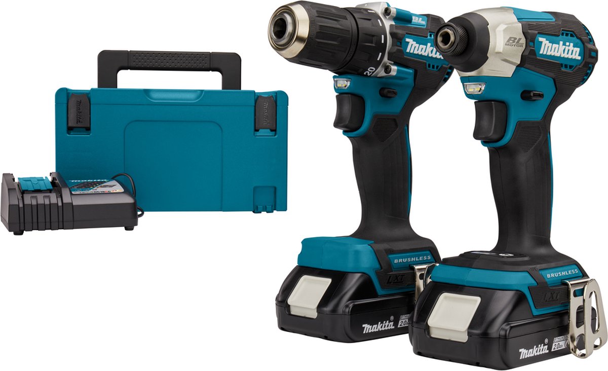 Makita DLX2423AJ | Combopack | DDF487 Accuboor + DTD157 Slagschroevendraaier | 18V | 2,0 AH | Li-ion | Set