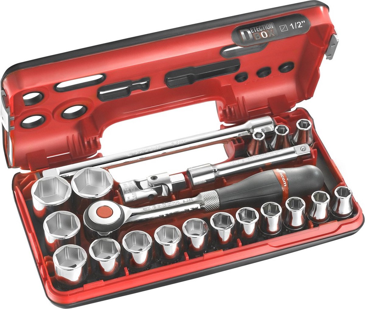 Facom 21-delige compacte doos 1/2" 6-kant met ratel met draaiend heft - S.360DBOX1