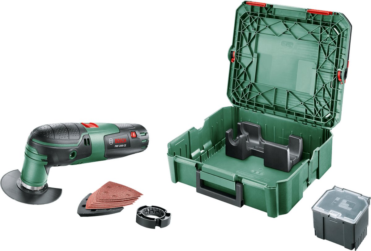 Bosch Groen PMF 2000 CE + SystemBox Multifunctioneel gereedschap | 220W | Excl. accu en lader | in koffer - 0603102007