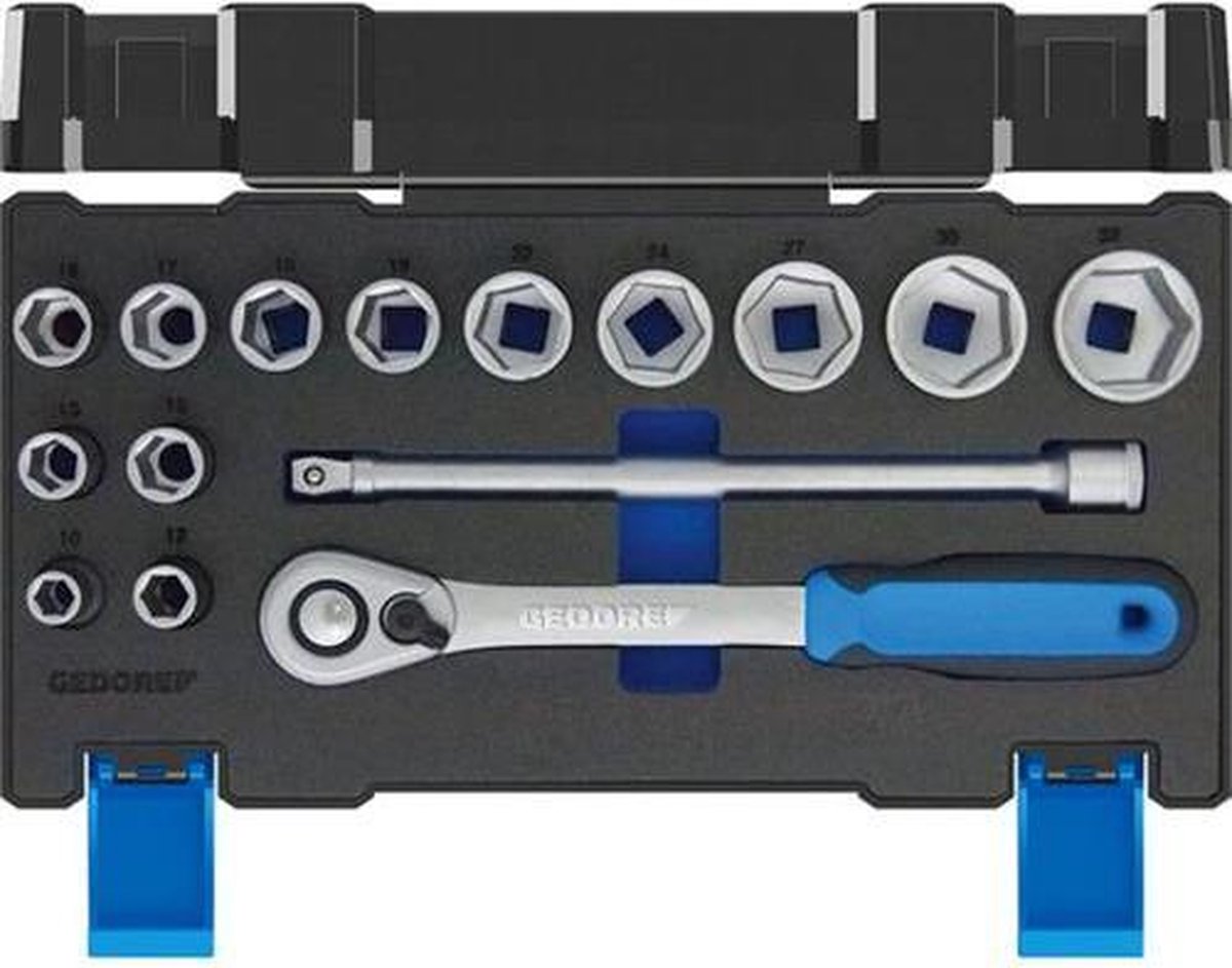 Gedore 19 DMU-20 | Dopsleutelset 1/2" | 15 delig | 19 DMU-20 - 3014347