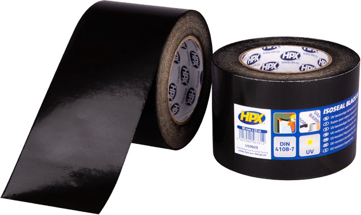 HPX UV-bestendige PE tape | Zwart | 90mm x 25m - US9025 | 12 stuks US9025