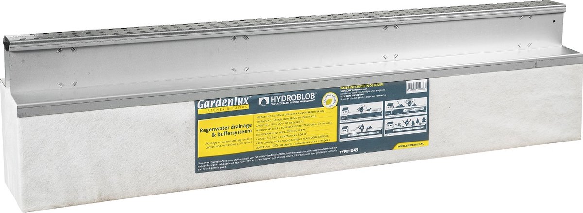 Slimline set verzinkt incl. D45 unit 120x20x 30 cm prijs per stuk - Gardenlux