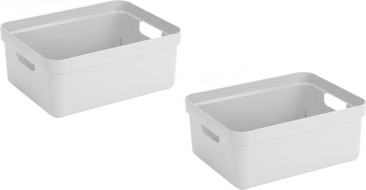 8x stuks witte opbergboxen/opbergmanden 24 liter kunststof -