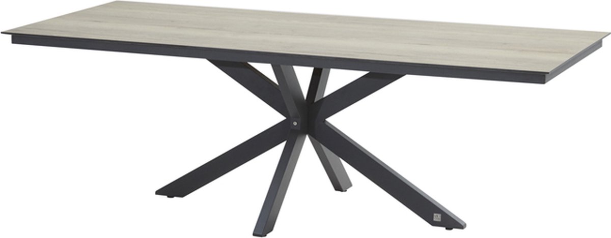 Minerva Tafelframe Antracite met HPL Teak Pattern Tafelblad 220 x 95 cm - 4SO