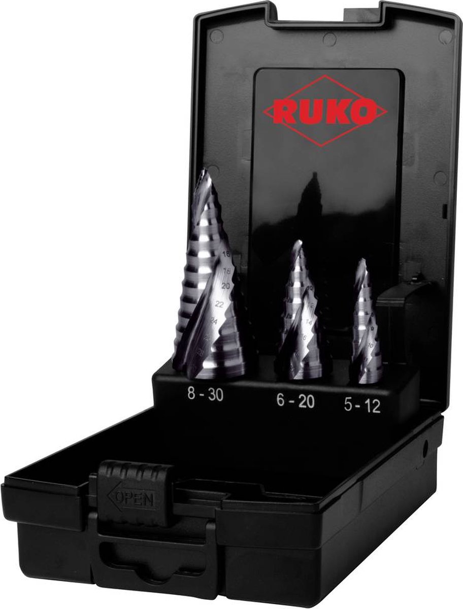 RUKO 101626PRO Getrapteboorset 3-delig 5 - 12 mm, 6 - 20 mm, 8 - 30 mm HSS 1 set(s)