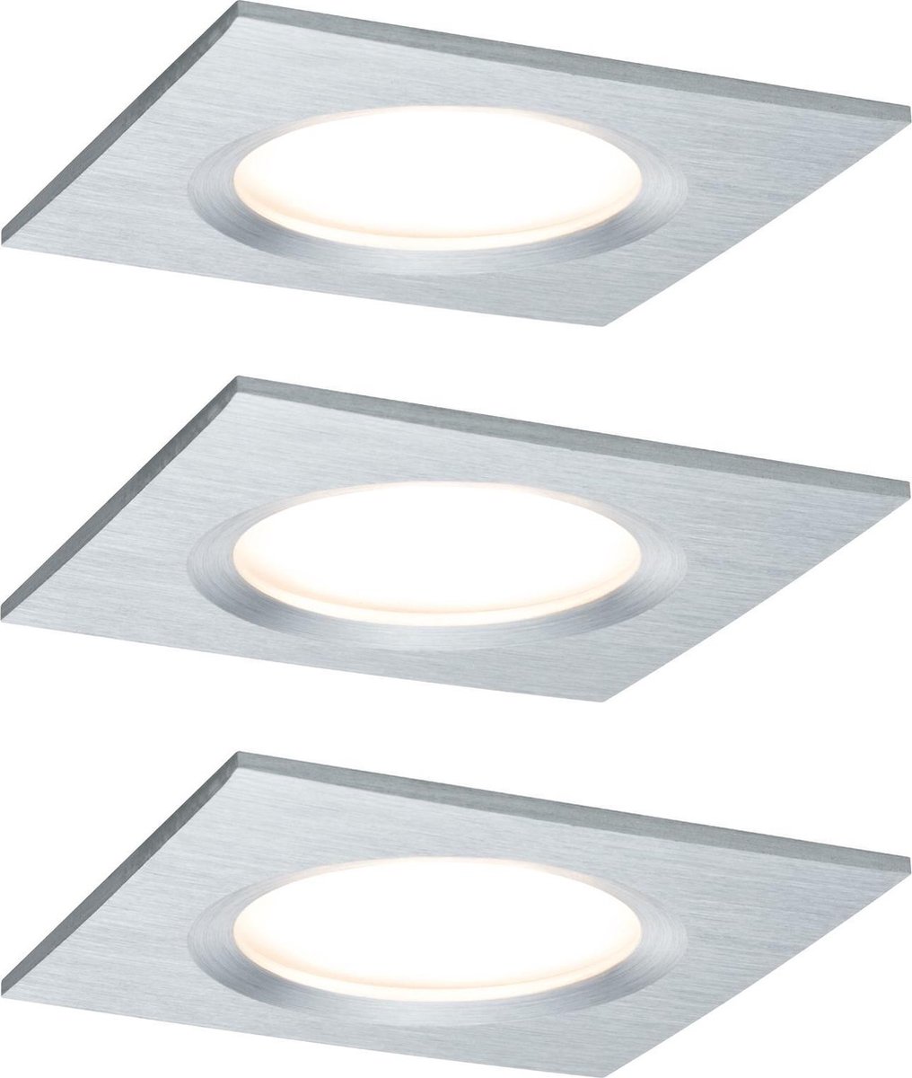 Paulmann LED-inbouwlamp voor badkamer Set van 3 stuks 18 W Aluminium (gedraaid)