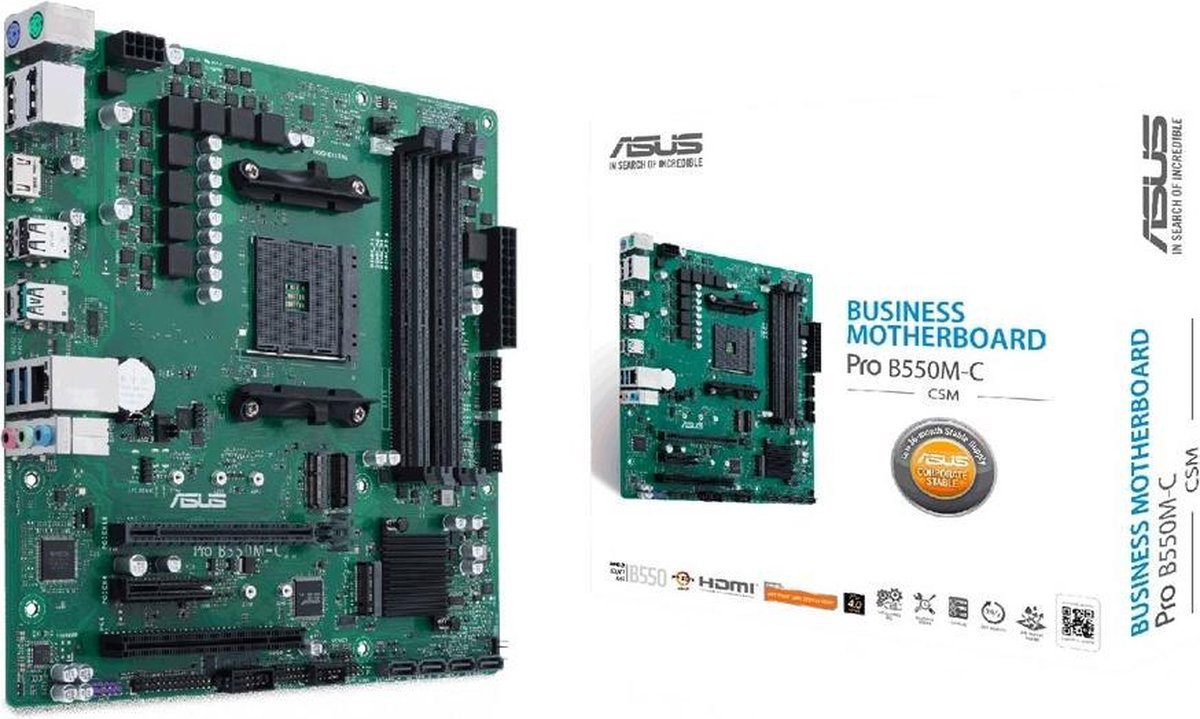 Asus PRO B550M-C/CSM Moederbord Socket AMD AM4 Vormfactor Micro-ATX Moederbord chipset AMD® B550