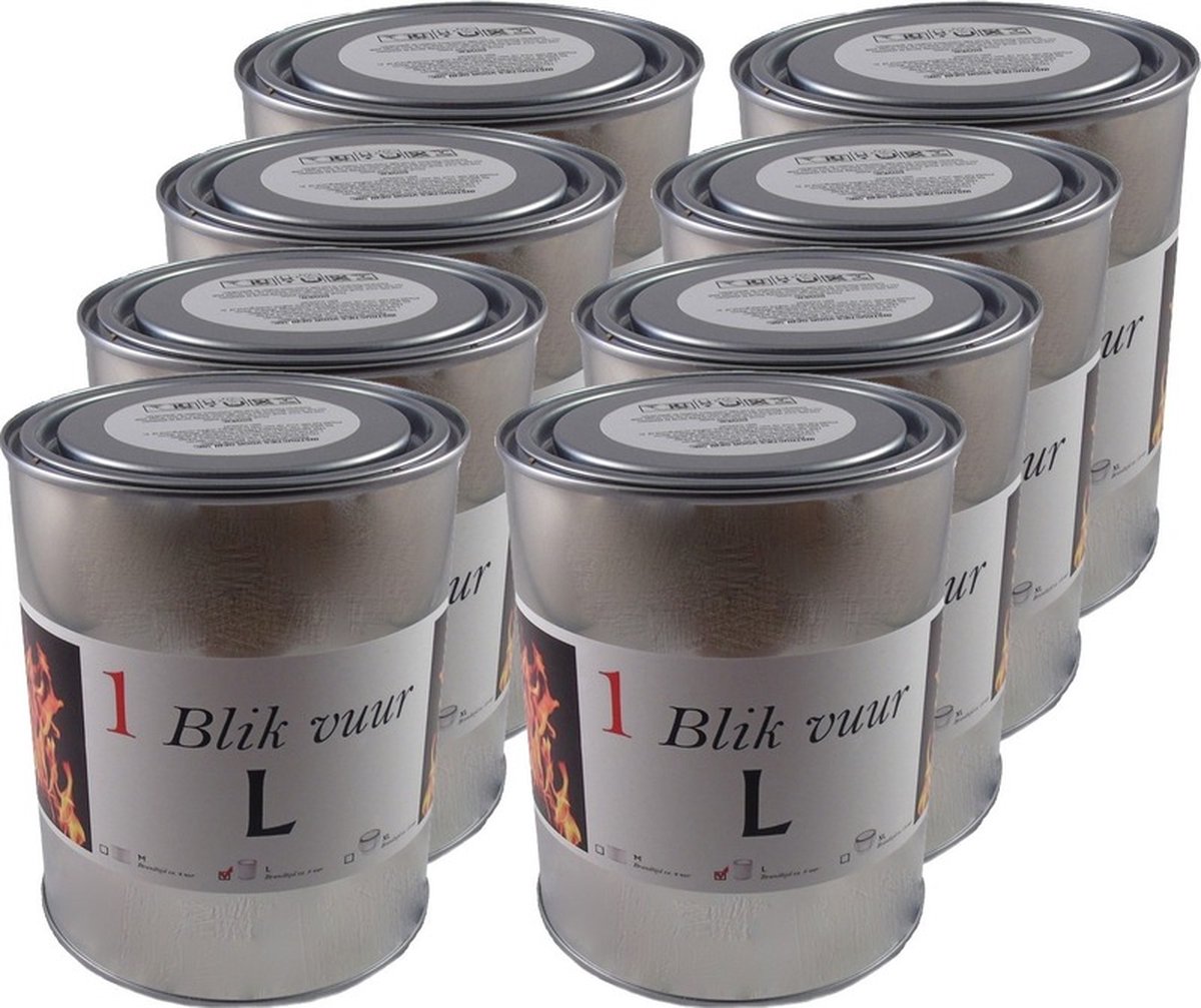 8x Tuinfakkels vuur verlichting in blik 11 x 13 cm 5-8 branduren -