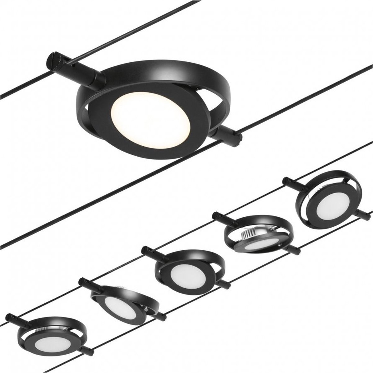 Paulmann RoundMac 94418 Kabelsysteem compleet LED vast ingebouwd LED Zwart (mat), Chroom