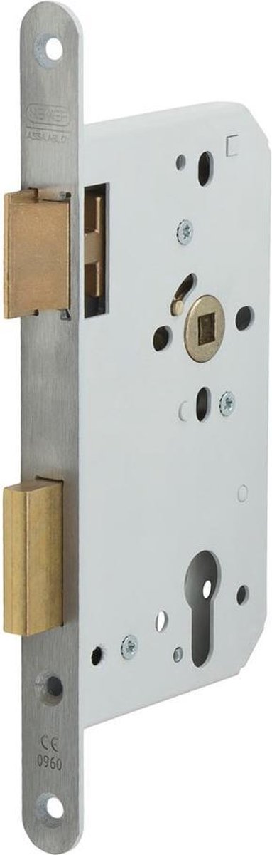 Nemef 649/46 Paniekdeurslot | DM60mm | PC72mm | krukgat 8mm gedeeld | voorplaat RVS 20x235mm afgerond | messing dag- en nachtschoot | DR 4 -