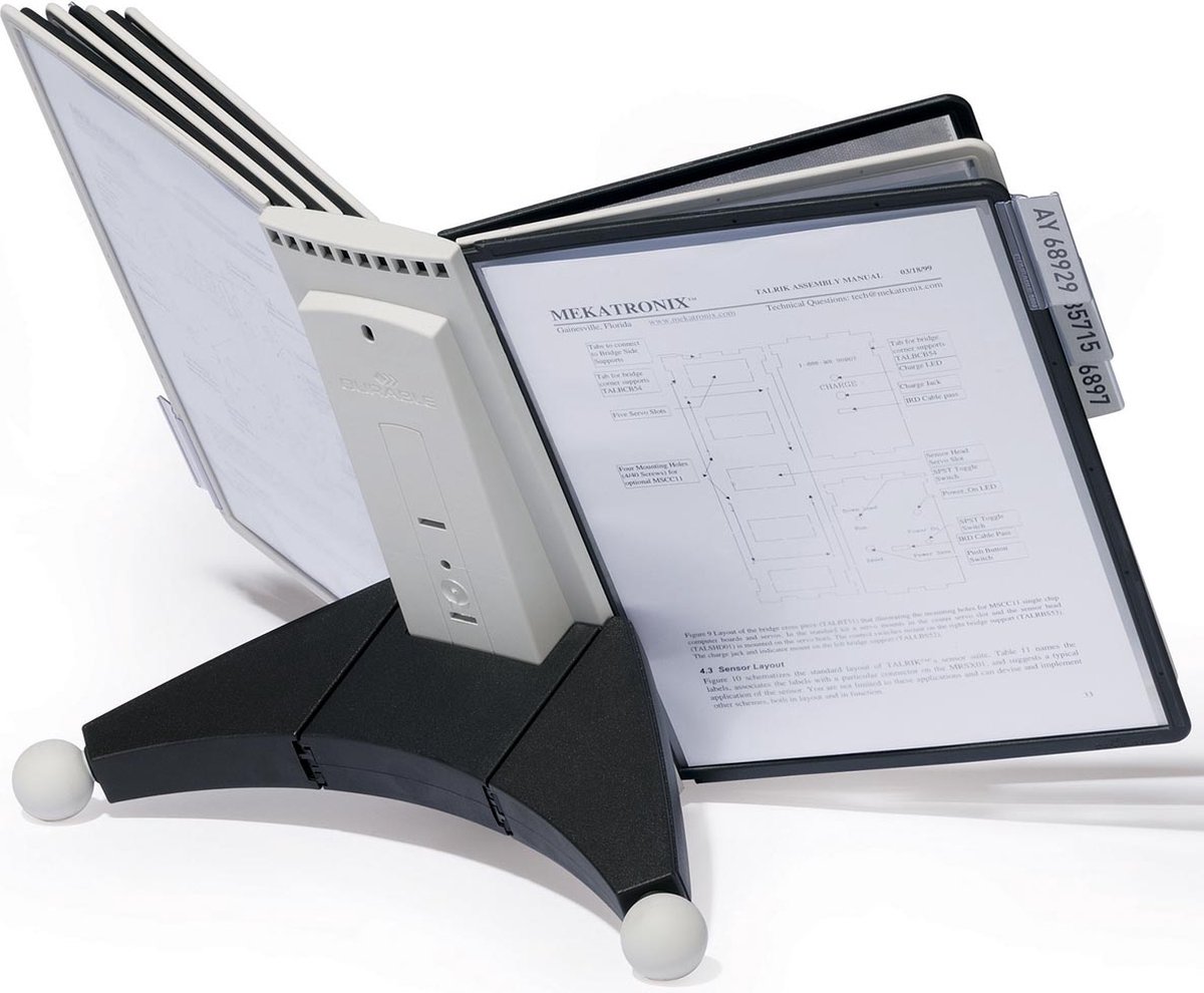 Durable Tafelstandaard | kunststof zwart/grijs | 10 zichtpanelen DIN A4 | met profielframe | 1 stuk - 563222 563222