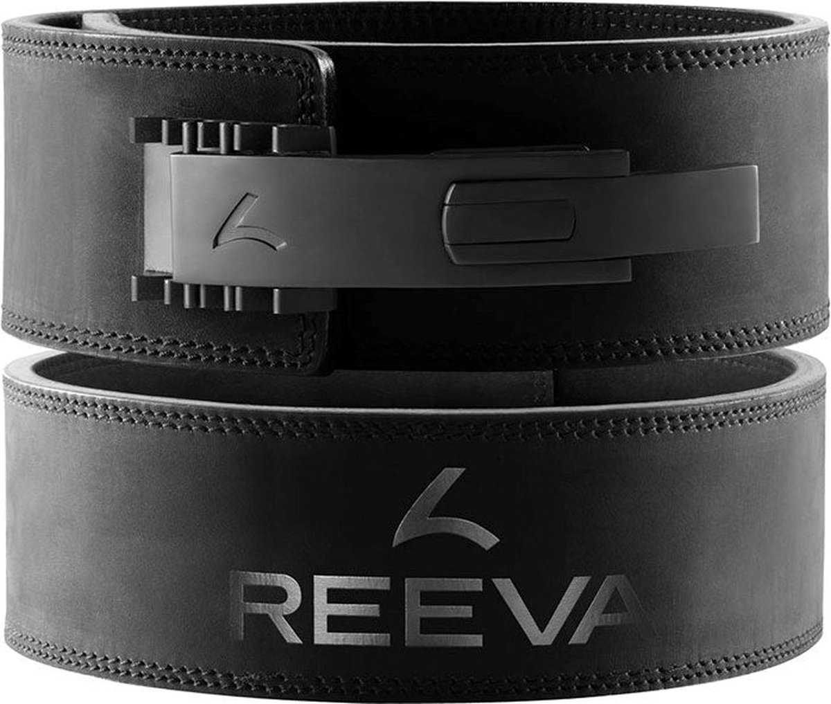 Reeva Lifting Belt van Zwart Leer - Verstelbare RVS Gesp - M