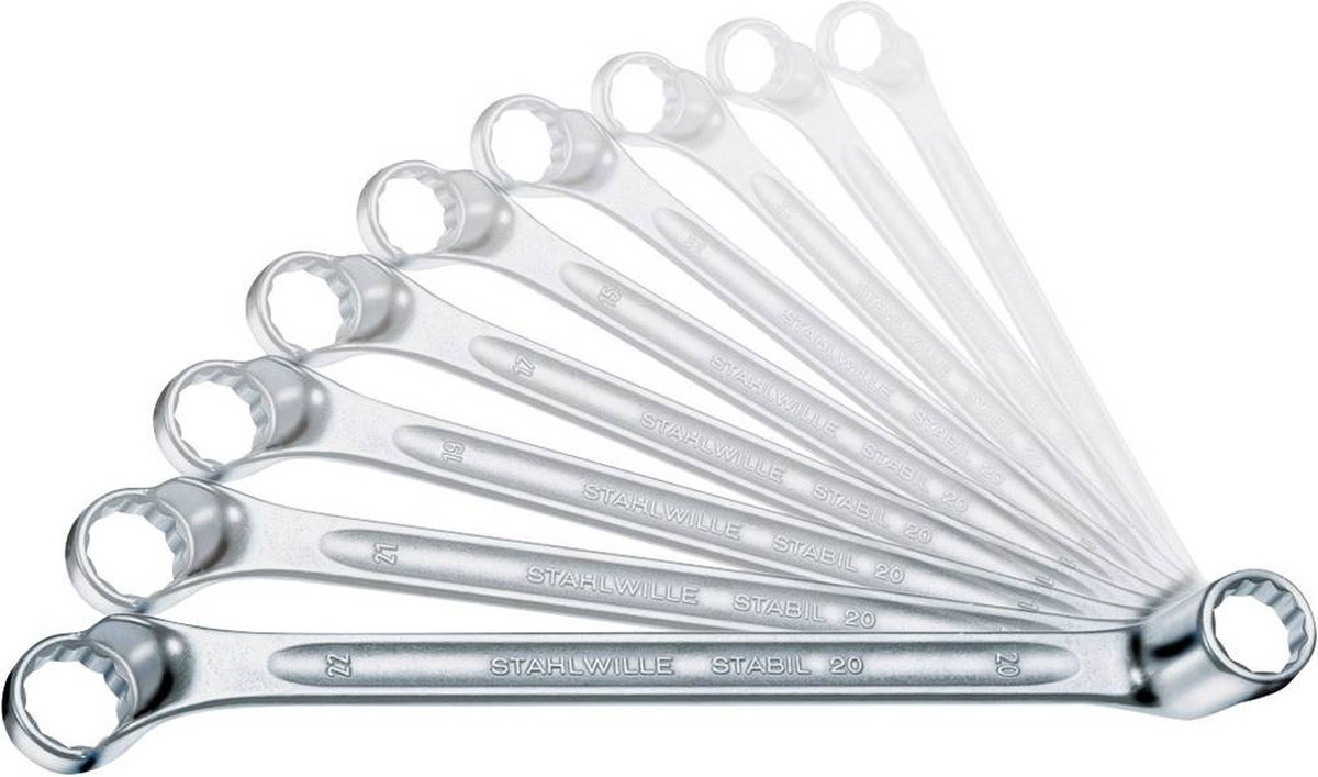 Stahlwille Dubbele-ringsleutelset | 12-delig sleutelwijdte 6-32 mm | diep gebogen | 1 stuk - 96410406 96410406
