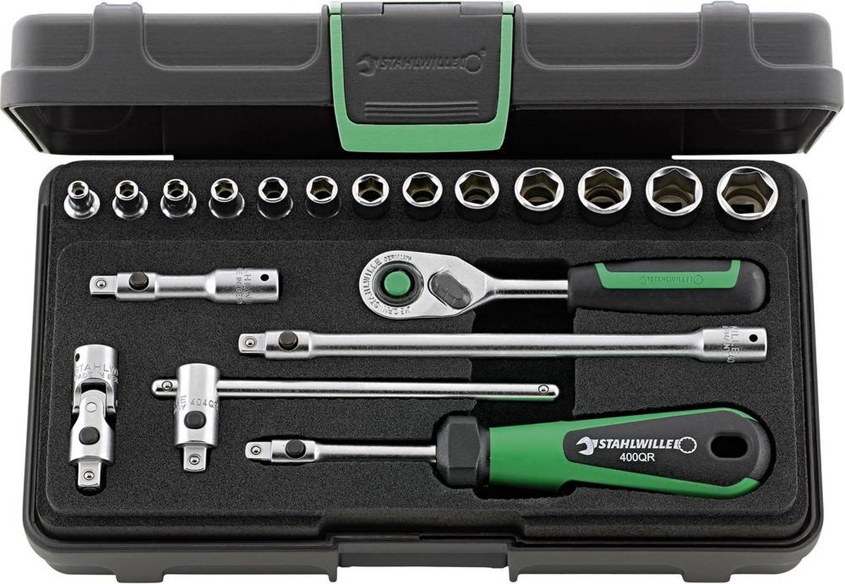 Stahlwille Dopsleutelset | 19-delig 1/4 inch | sleutelwijdtes 3,5-13 mm | aantal tanden 80 6-Kant | 1 stuk - 96011180 96011180