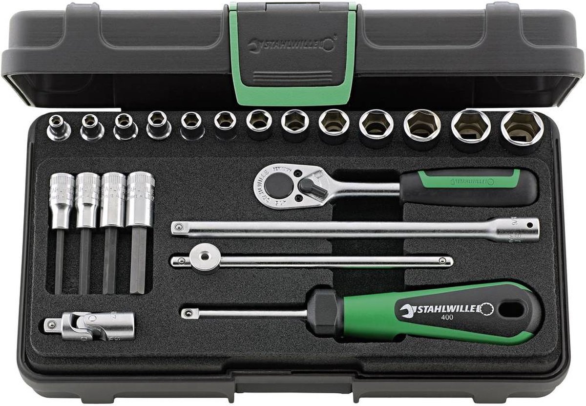 Stahlwille Dopsleutelset | 22-delig 1/4 inch | sleutelwijdtes 3,5-13 mm | aantal tanden 22 6-Kant | 1 stuk - 96011113 96011113