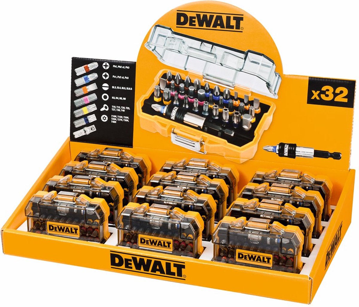 DeWalt Accessoires Display 12x 32-delige schroefbitset - DT7969M-QZ