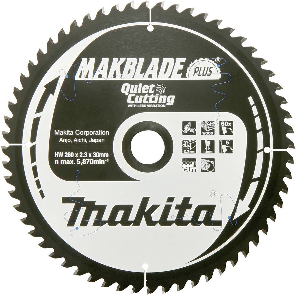 Makita Accessoires Afkortzaagblad | Hout | 260x30x40T 5G - B-32487