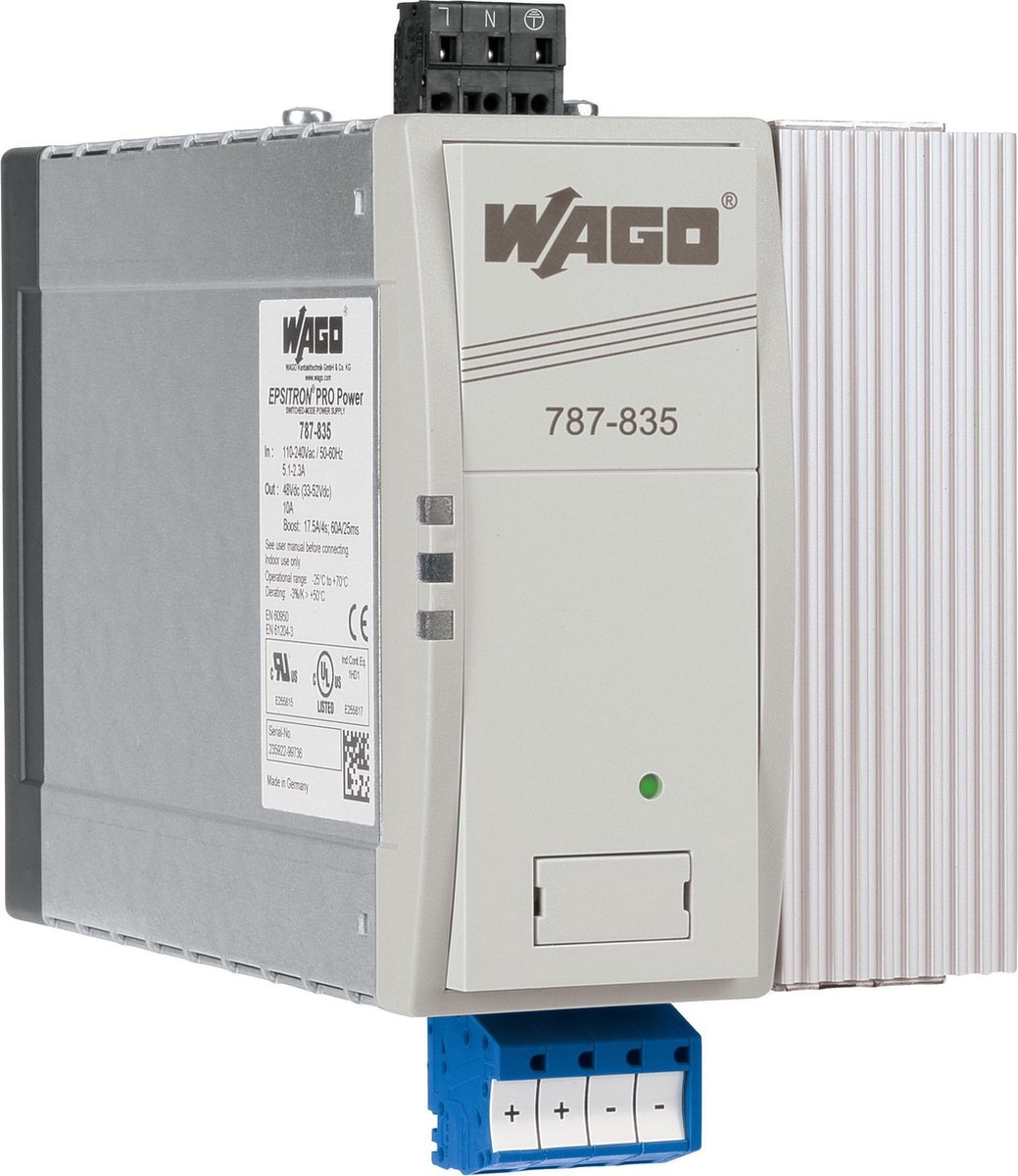 WAGO EPSITRON® PRO POWER 787-835 DIN-rail netvoeding 48 V/DC 10 A 480 W Aantal uitgangen: 1 x Inhoud: 1 stuk(s)