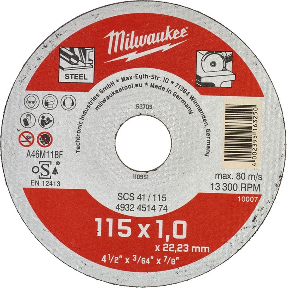 Milwaukee Accessoires metaaldoorslijpschijf Baliedisplay SCS 41/115 (1) (200 st.) - 4932451475