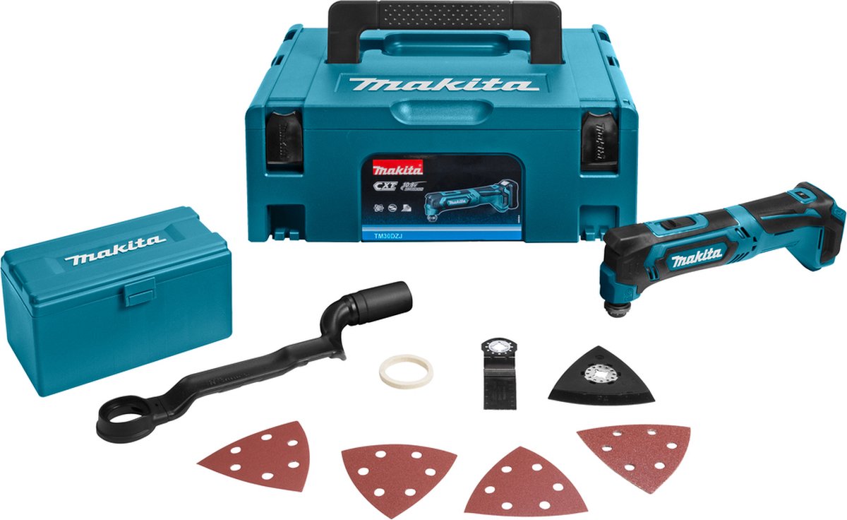 Makita TM30DZJX4 10,8 V Multitool | Zonder accu's en lader, in Mbox, acc. set - TM30DZJX4