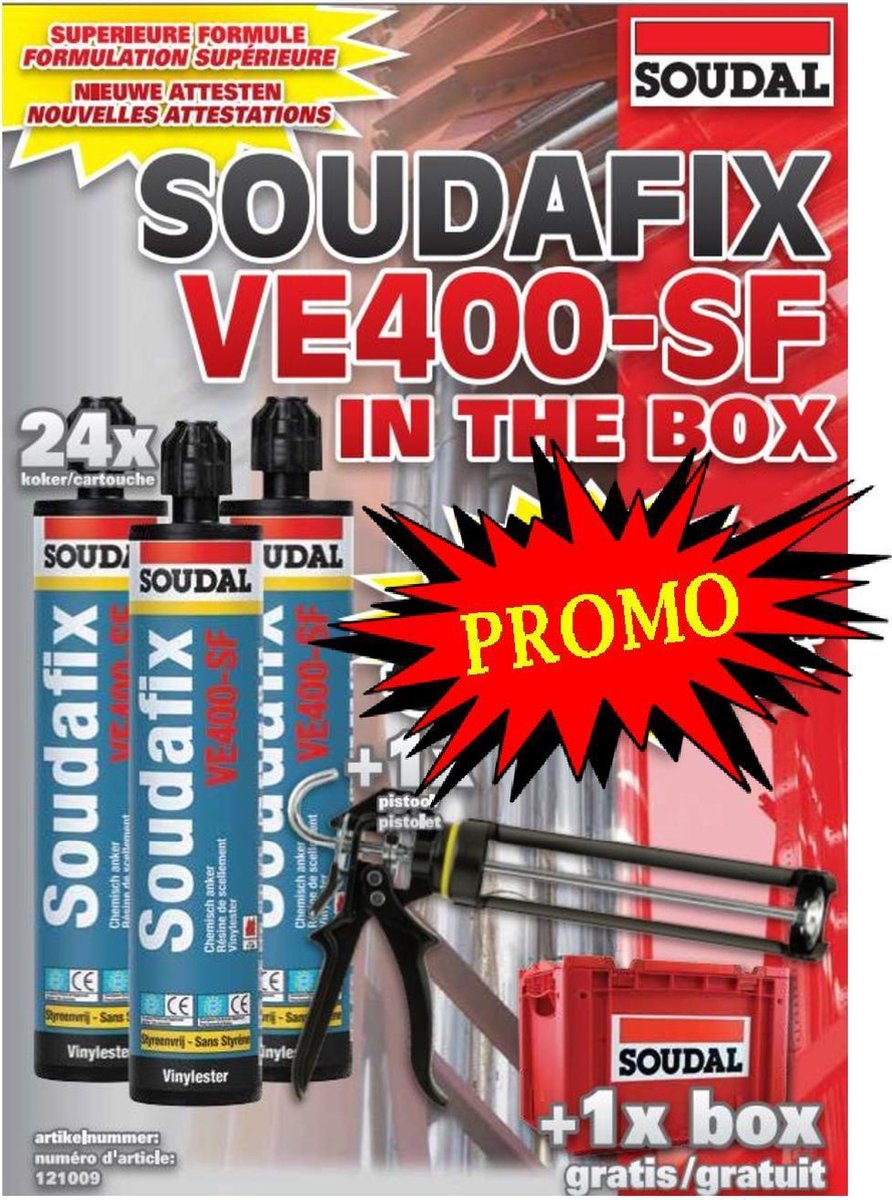 Soudal Promobox 24X VE-400 SF 280 ml + Box+Pistool - 121009