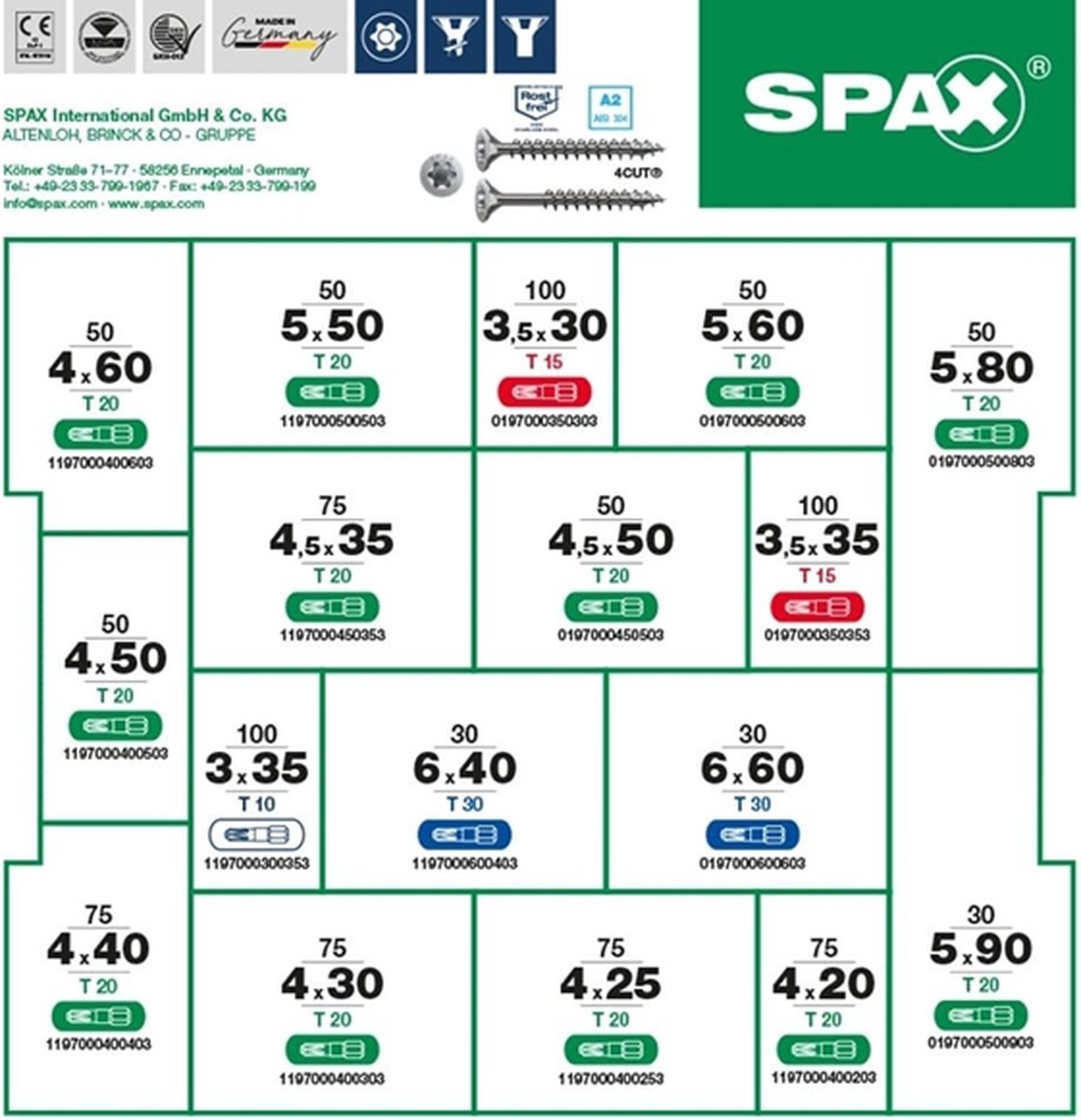 SPAX 5000009165019 Combi-schroeven assortiment 1 set(s)