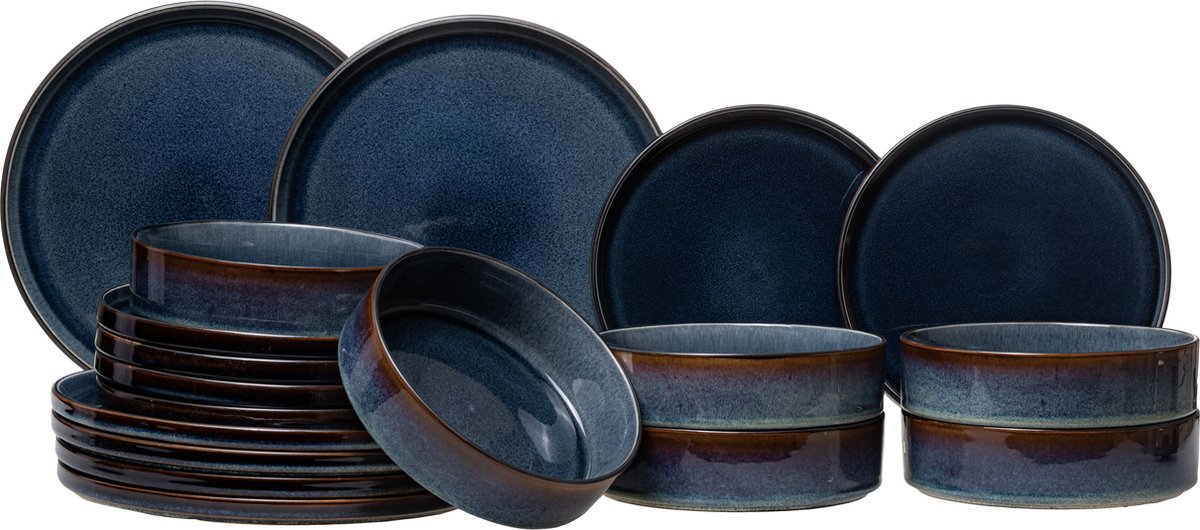 Cosy & Trendy Serviesset Quintana Blue - 18-delig / 6 personen