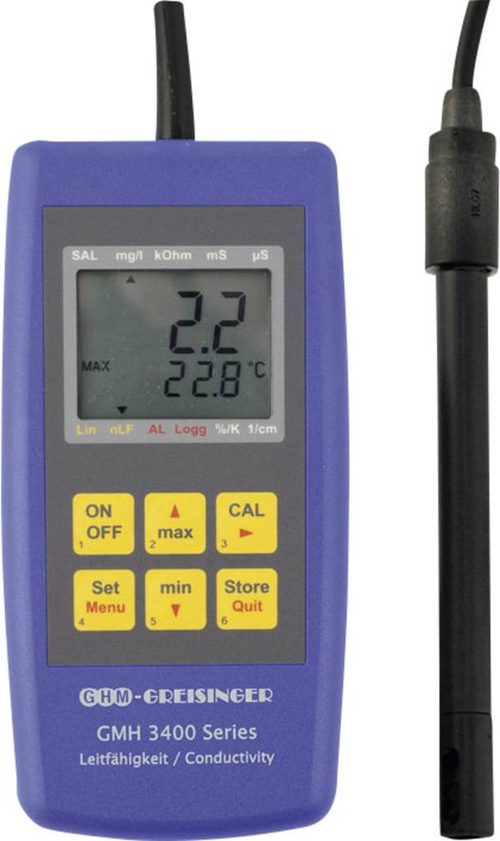 Greisinger GMH 3431 Combimeter Total dissolved solids (TDS), Geleidingsvermogen, Saliniteit, Temperatuur