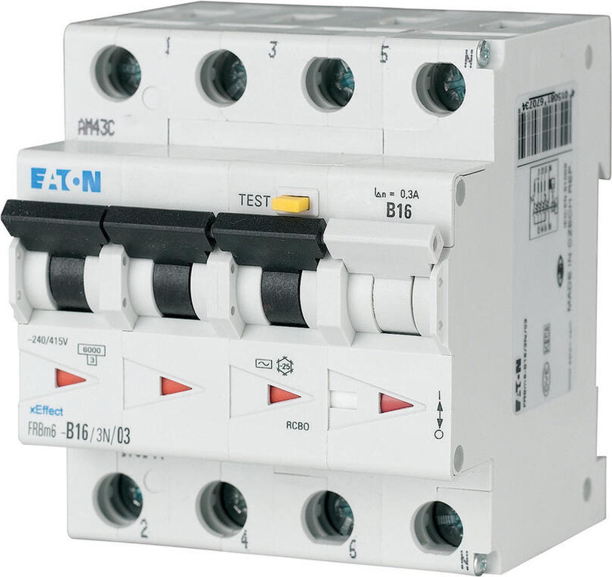 Eaton 170999 Aardlekschakelaar/zekeringautomaat 4-polig 16 A 0.03 A 415 V/AC