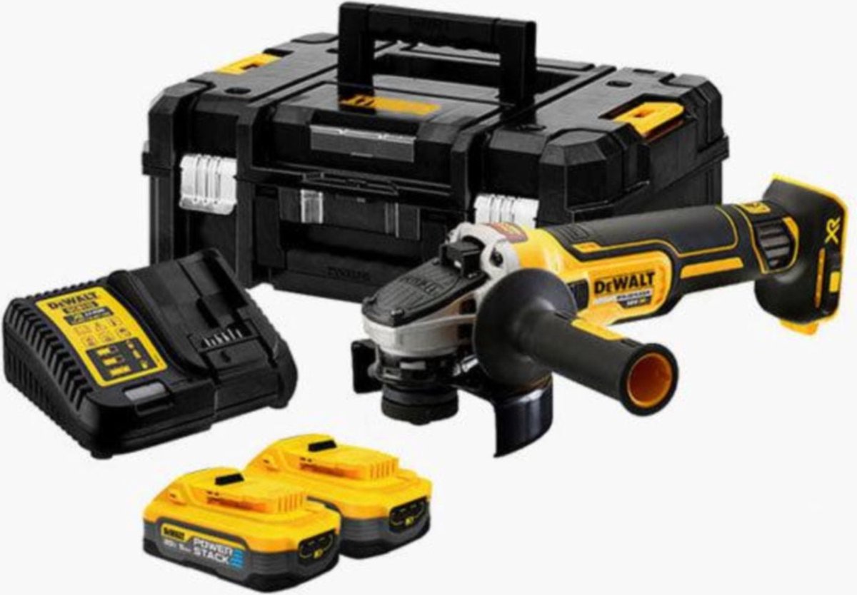 DeWalt DCG405H2T-QW | 18V XR Brushless Haakse slijper | 125mm | met 2x 5.0Ah POWERSTACK accu | in TSTAK koffer DCG405H2T-QW