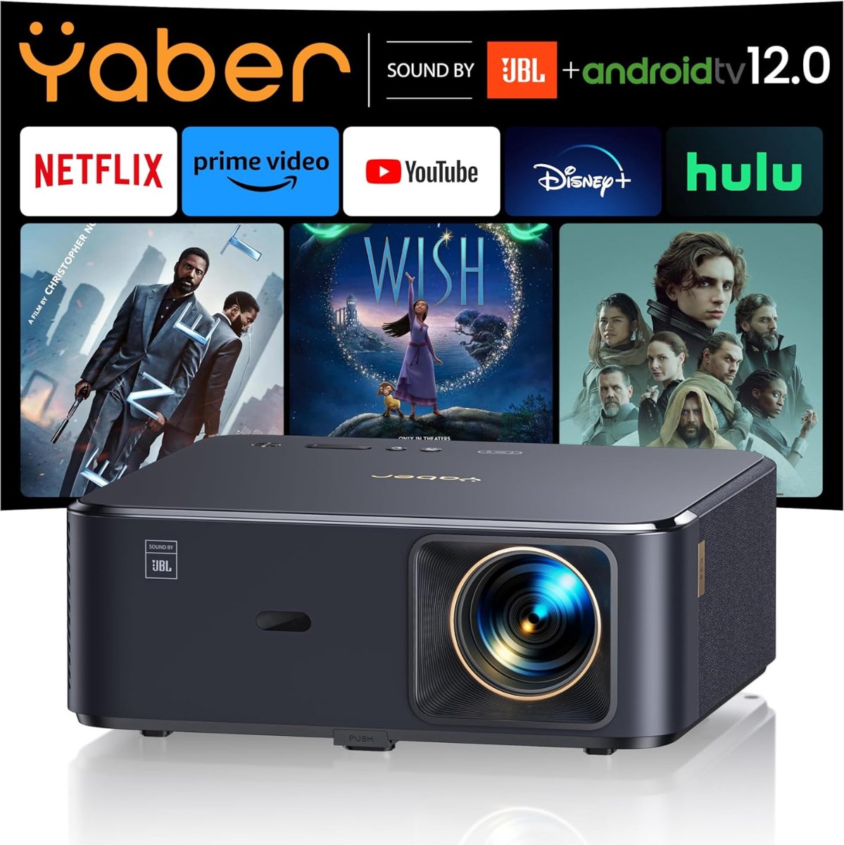 Yaber Beamer K2S LCD Helderheid: 850 lm 1920 x 1080 Full HD Zwart