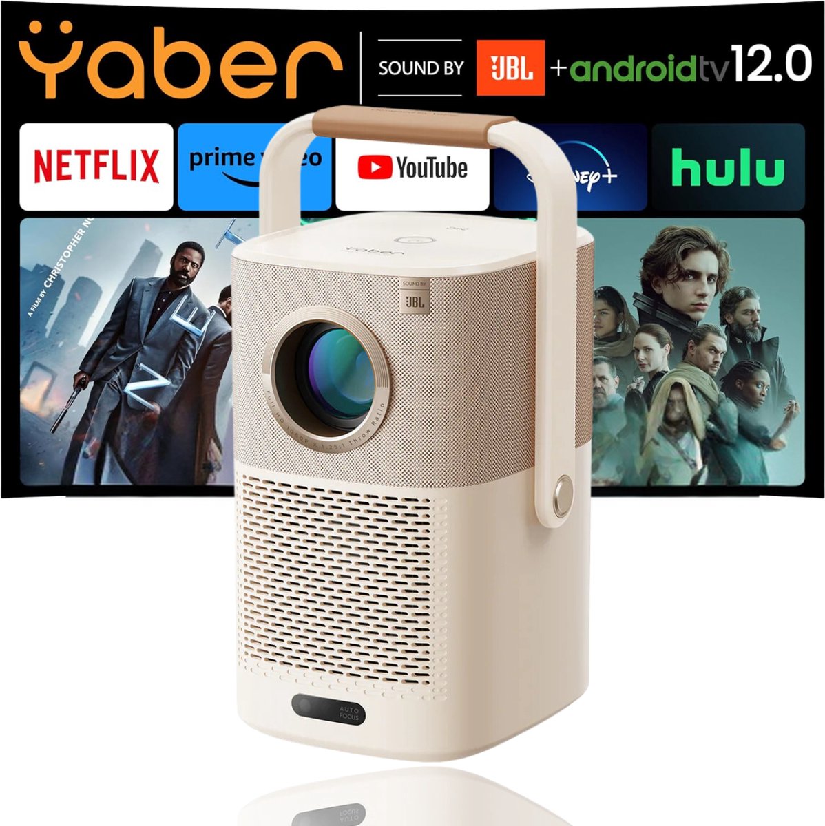 Yaber Beamer T2Plus LED Helderheid: 450 lm 1920 x 1080 Full HD Beige