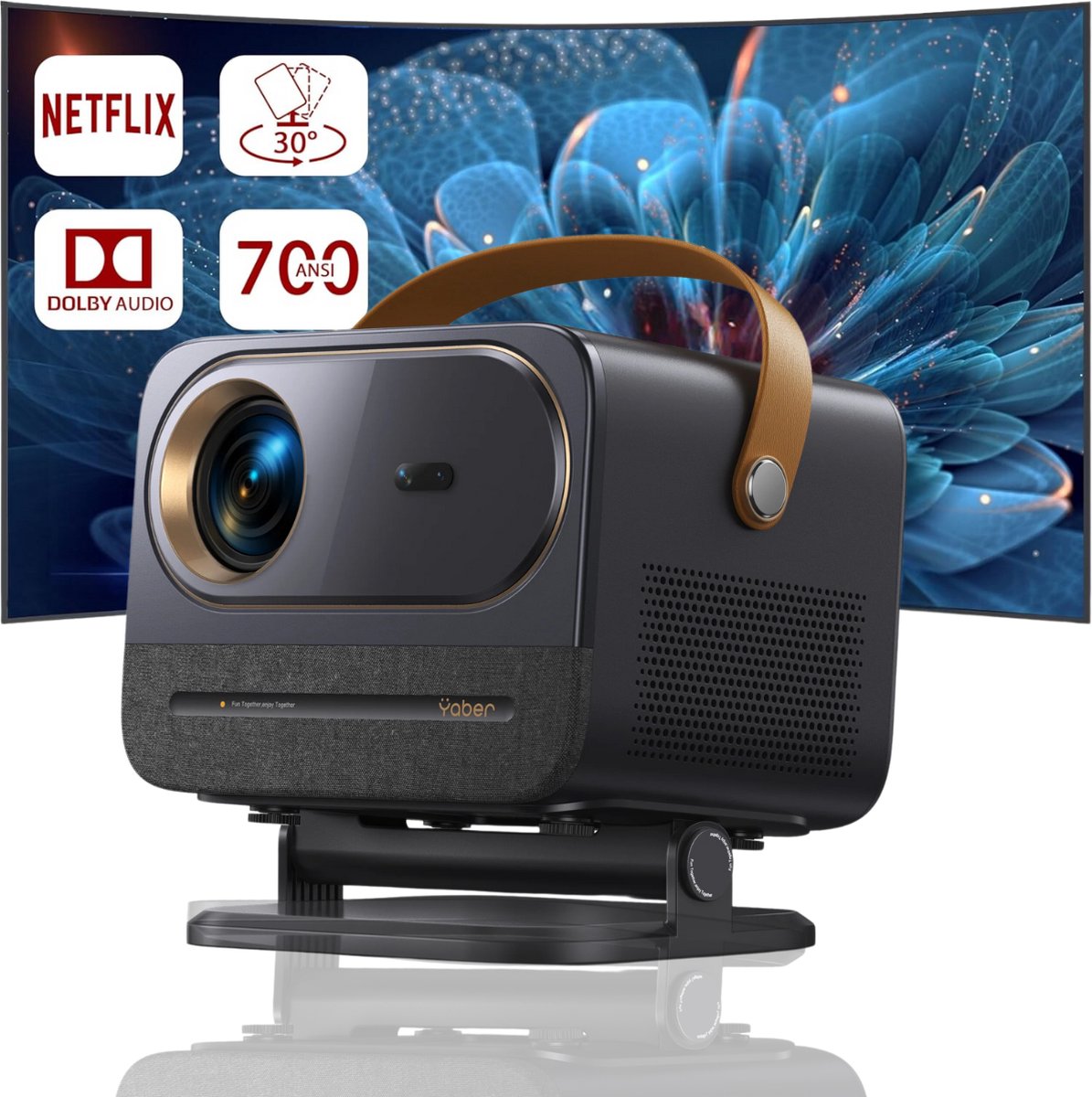 Yaber Beamer U12 LED Helderheid: 700 lm 1920 x 1080 Full HD Zwart
