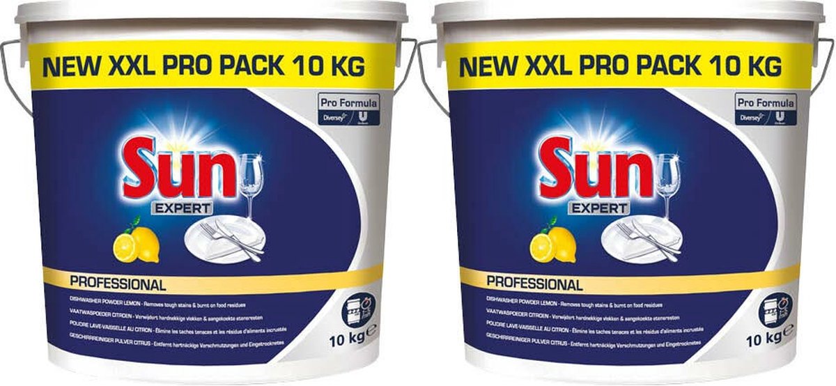 2x Sun Professional Vaatwaspoeder Korte Wascyclus Citroen Pro Formula 10 kg