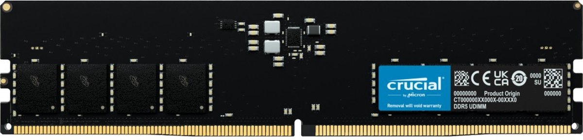 Crucial CT32G52C42U5 Werkgeheugenmodule voor PC DDR5 32 GB 1 x 32 GB ECC 5200 MHz 288-pins DIMM CL42 CT32G52C42U5