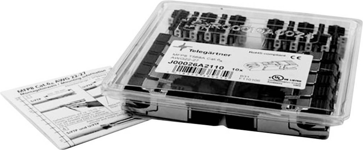 Telegärtner RJ45-stekker CAT 6A afgeschermd J00026A2111 Stekker, recht Aantal polen 8P8C Metaal 10 stuk(s)
