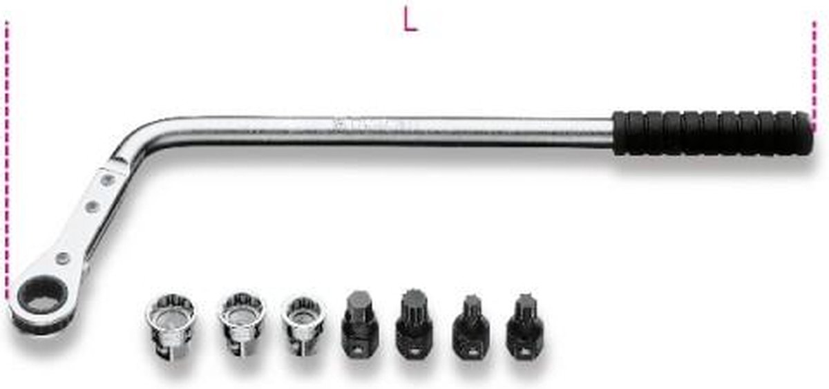 Beta Gebogen omschakelbare ratelssleutel met toebehoren 1477K/7 - 014770051