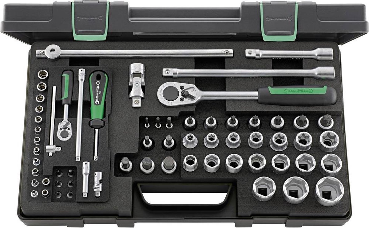 Stahlwille Dopsleutelset | 63-delig 1/4 + 1/2 inch | sleutelwijdtes 4-30 mm | aantal tanden 22/36 6-Kant | 1 stuk - 96013702 96013702