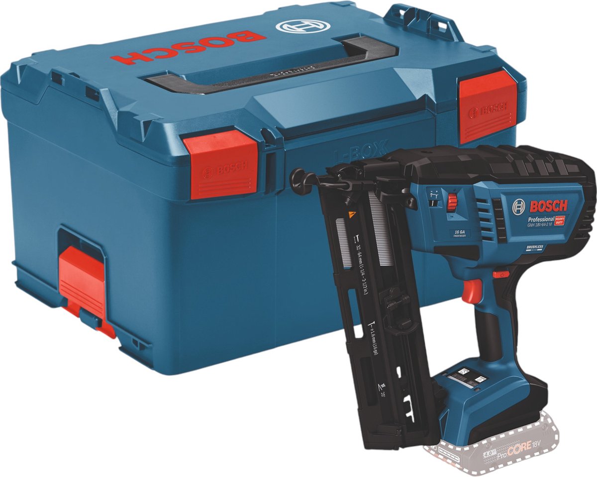 Bosch Blauw GNH 18V-64-2 M Professional | Accu Tacker | Excl. Accu en lader | In L-Boxx 238 - 0601482001