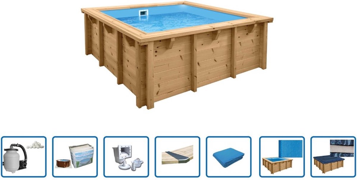 Interline Zwembad Interline Bali rechthoek 2,10x2,10m/0,78cm - Deluxe pakket