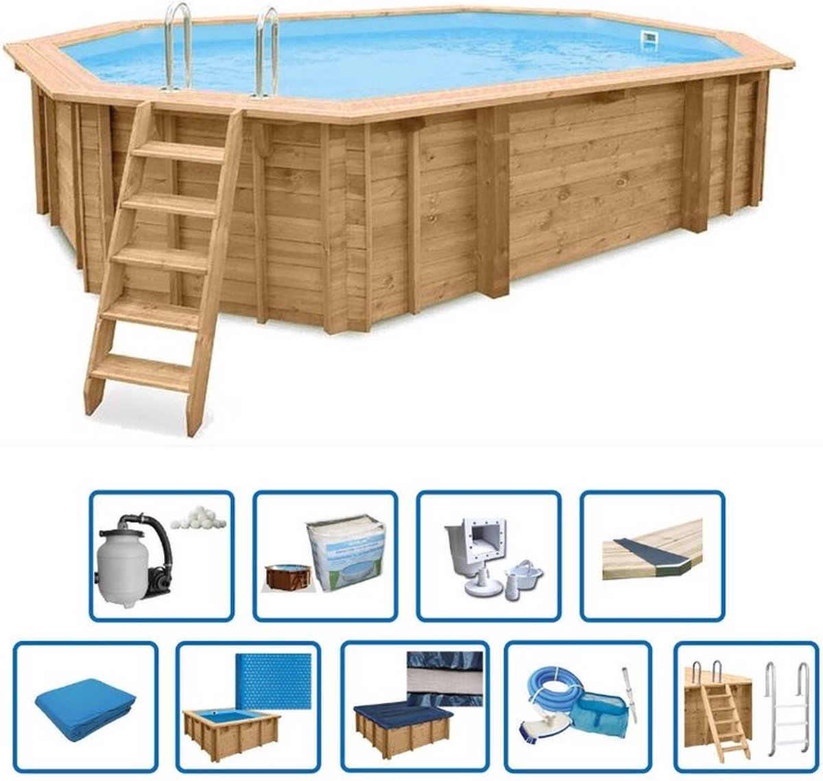 Interline Zwembad Interline Bali ovaal 6,40x4,00m/1,38m - Premium pakket