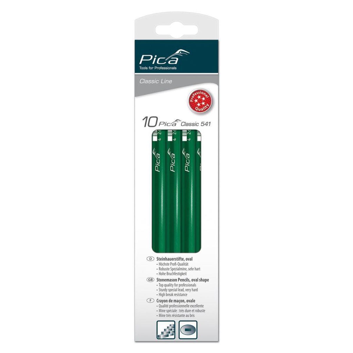 Pica Steenhouwerspotlood | lengte 24 cm | 10H | niet geslepen | 100 stuks - 541/24-100 541/24-100