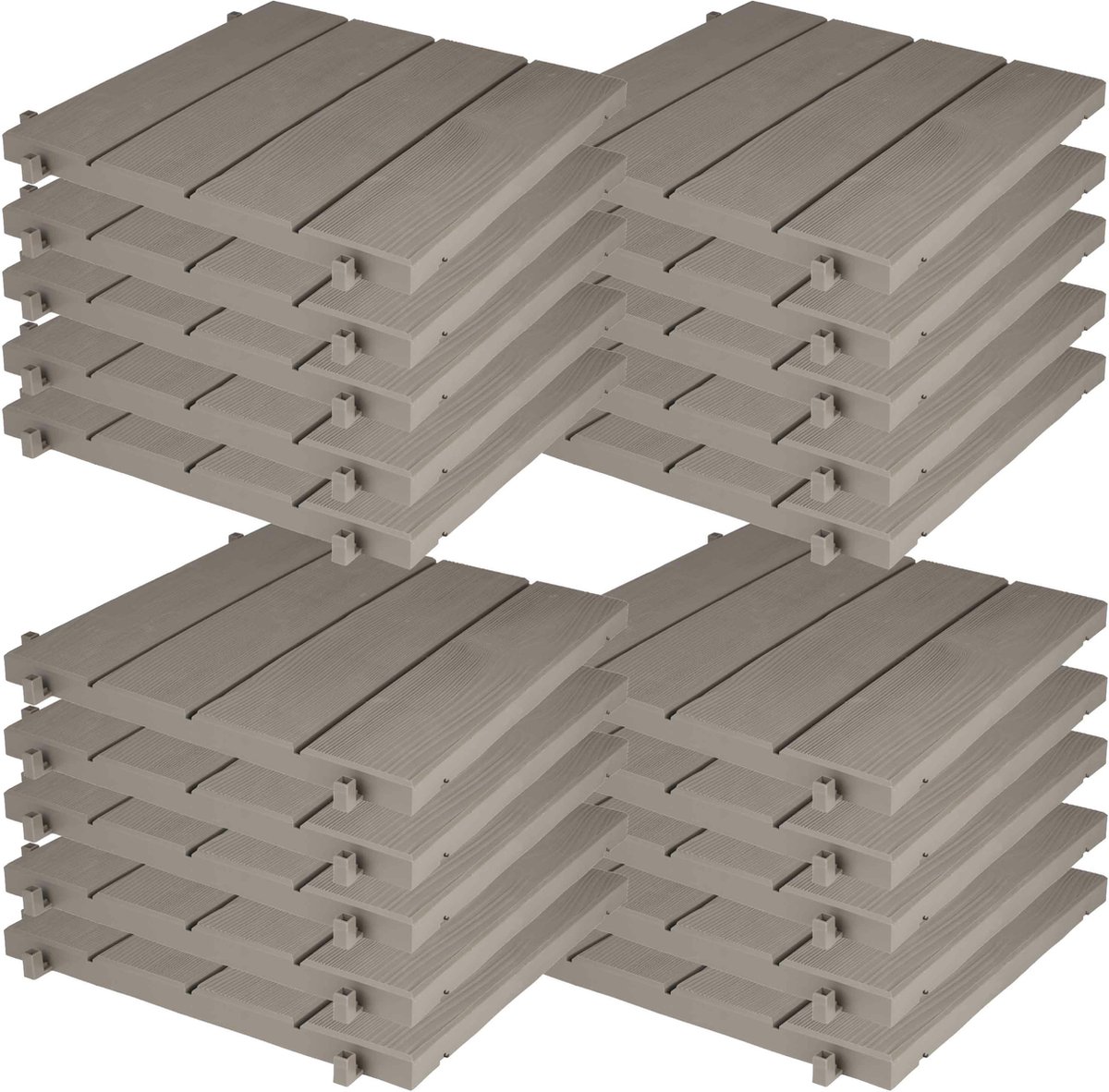Tuintegel/terrastegel - 20x - taupe - kunststof - weerbestendig - 38 x 38 cm - vlonder vloertegels -