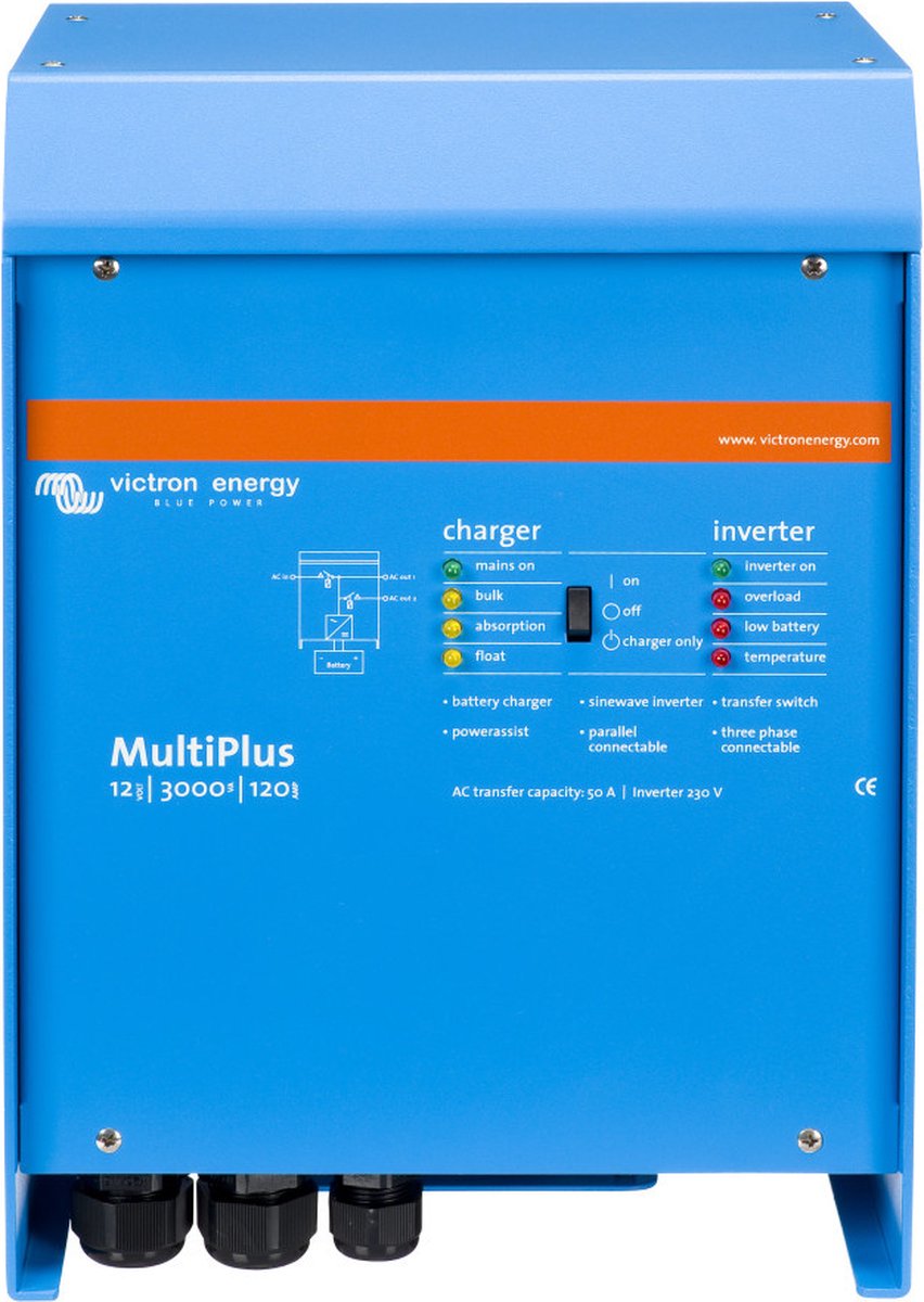 Victron Energy MultiPlus C 12/3000/120-16 Netomvormer 3000 W 12 V/DC - 230 V/AC Geïntegreerde laadregelaar