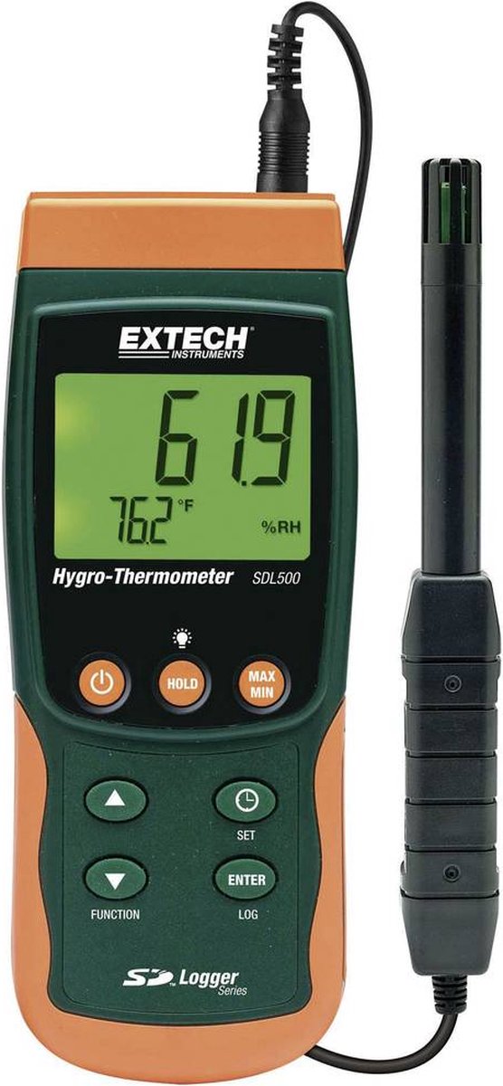 Extech SDL500 Luchtvochtigheidsmeter (hygrometer) 5 % Hrel 95 % Hrel Datalogger functie, Dauwpunt/schimmel waarschuwingsweergave