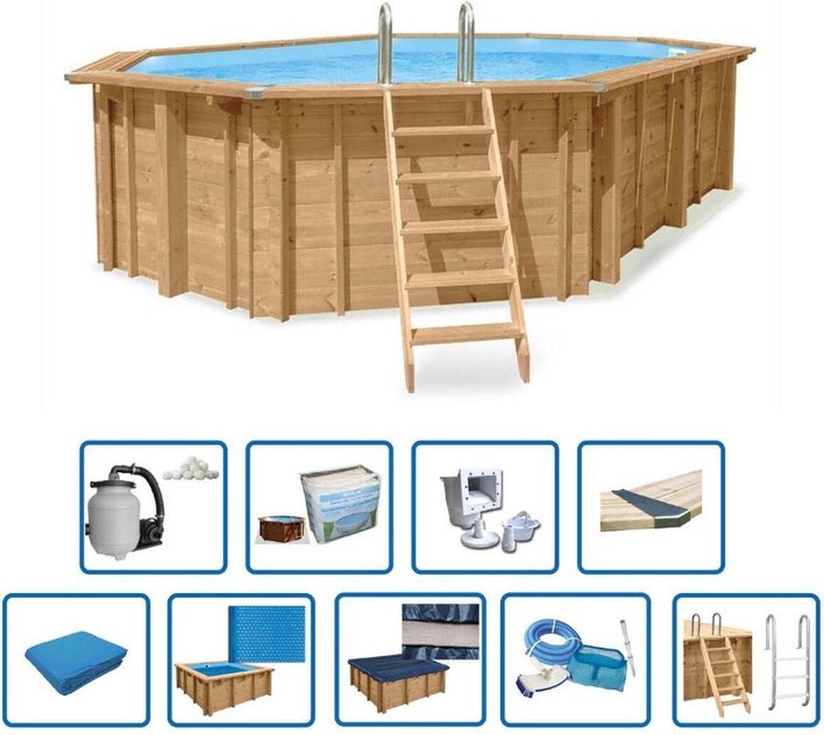 Interline Zwembad Interline Bali ovaal 8,40x4,90/1,36m - Premium pakket