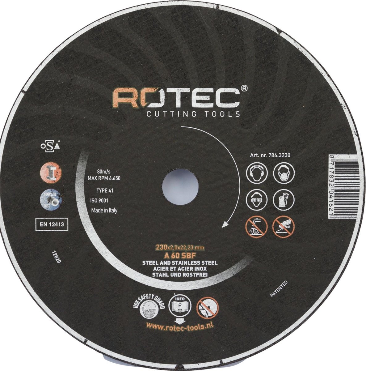 Rotec Doorslijpschijven INOX 230x2,0x22,2 A60SX - 25 stuks - 7863230