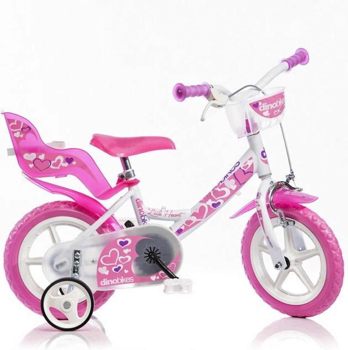 Dino Meisjesfiets Little Heart 12 InchÂ wit/roze
