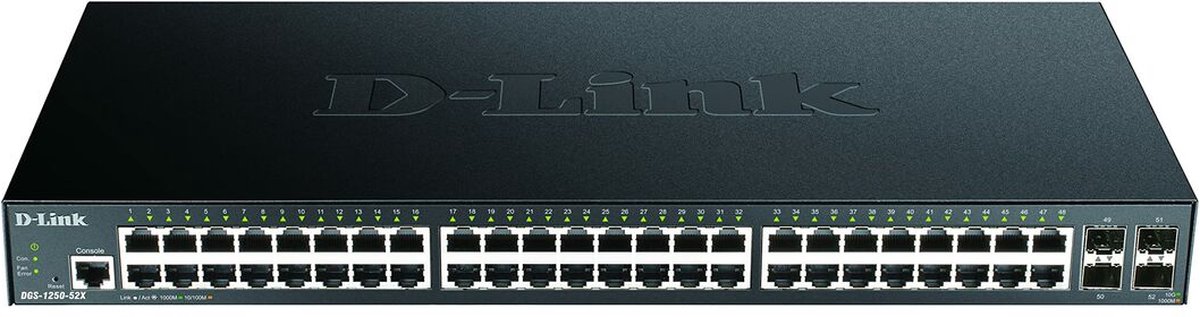 D-Link DGS-1250-52X/E Netwerk switch RJ45/SFP+ 48 + 4 poorten 176 Gbit/s