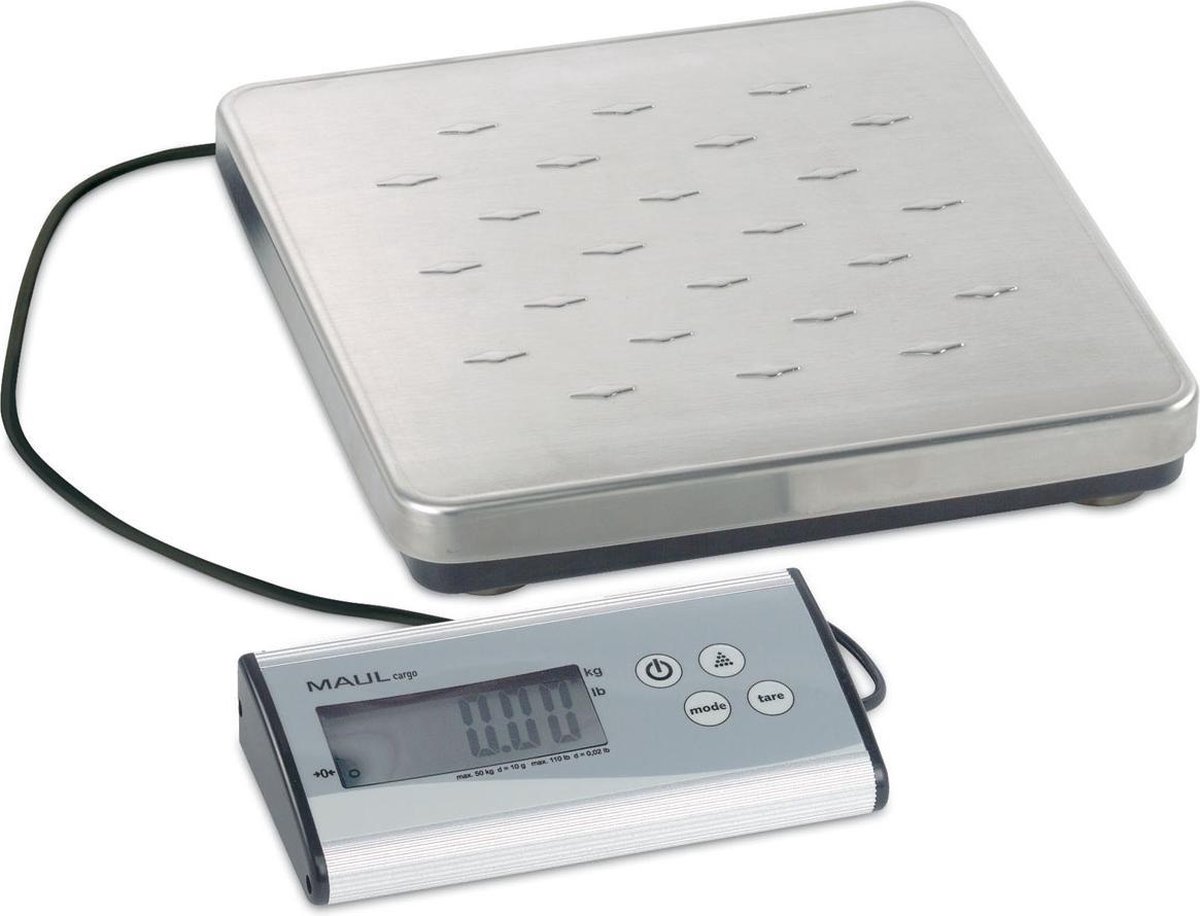 Maul Paketwaage MAULcargo, 50 kg, separates Bedienpult, Netzteil 1795009 Pakketweegschaal Weegbereik (max.) 50000 g Resolutie 10 g werkt op batterijen, werkt